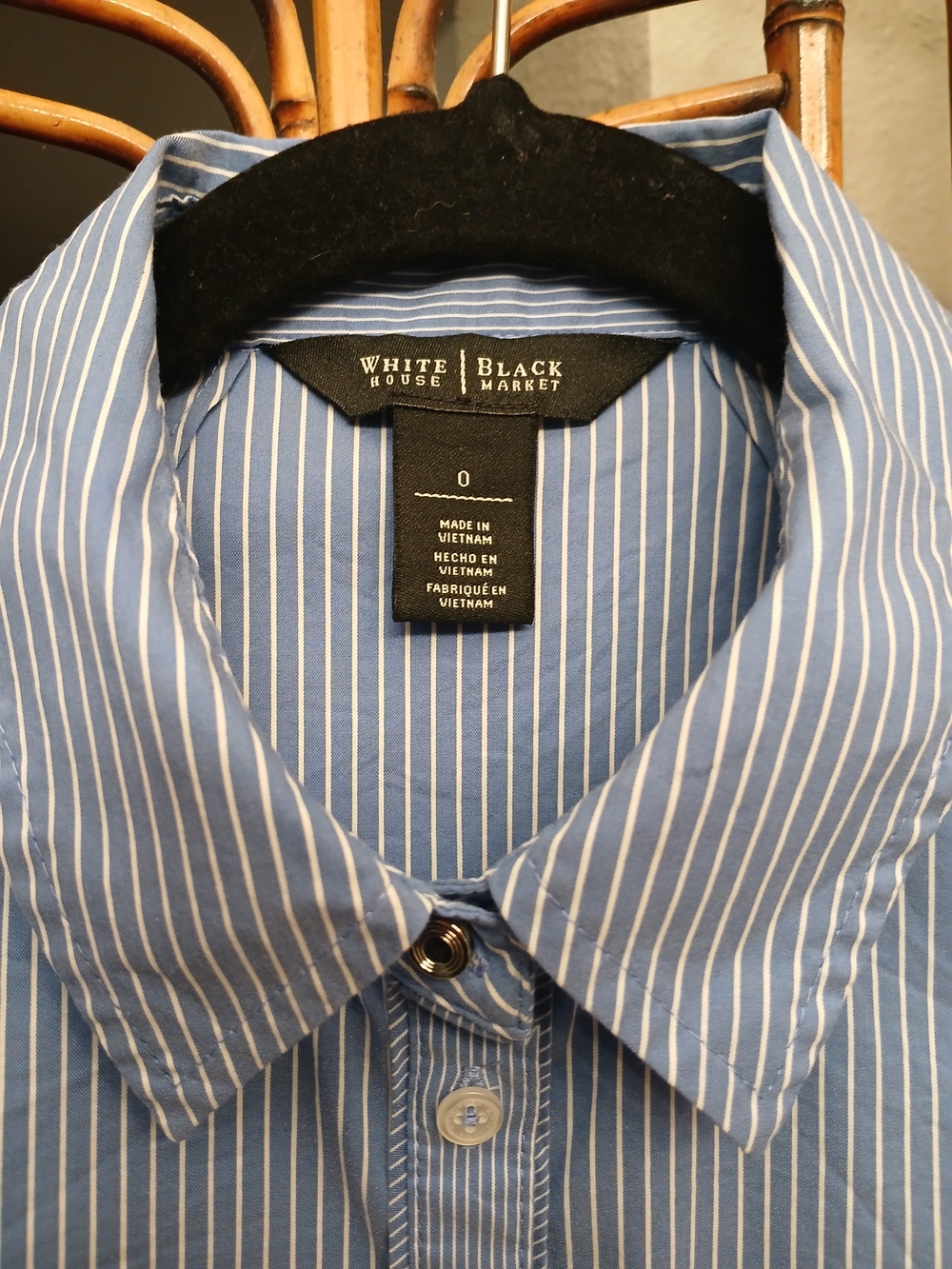 White House Black Market Women's Blue Stripe Button-Down Shirt